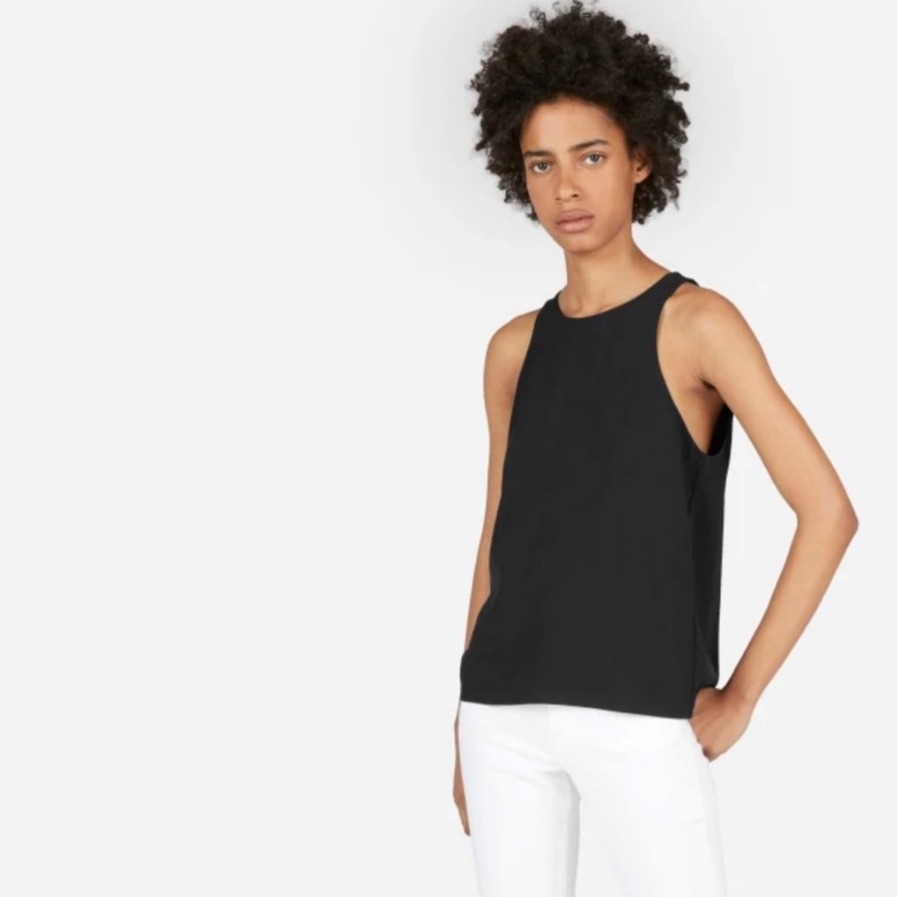 Everlane Japanese Go Weave High Neck Tank, Black, Size 2.